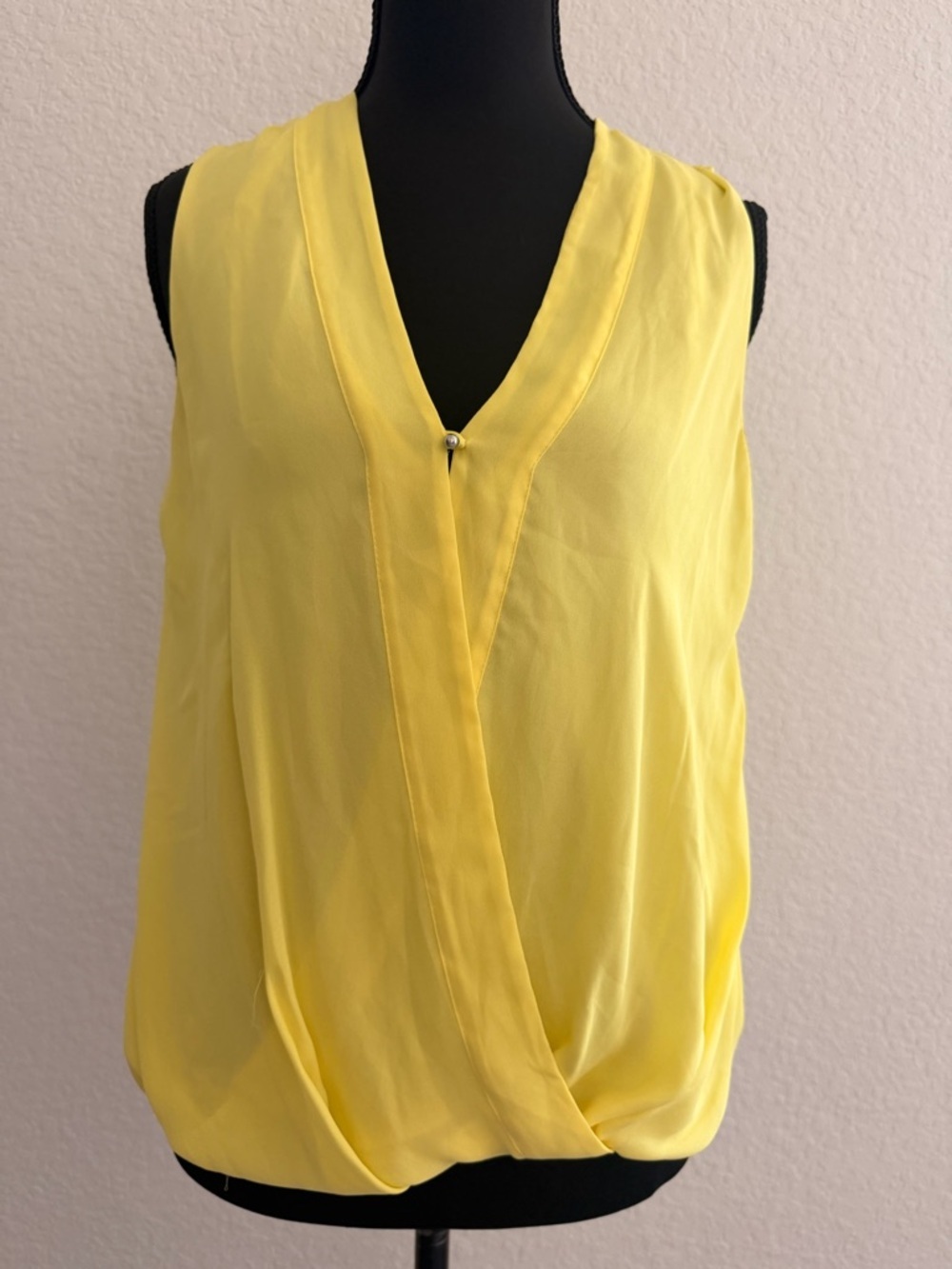 H&M Bright Yellow Draped Sleeveless Blouse | Flowy Statement Summer Top